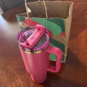 Stanley Pink Travel Mug with Straw